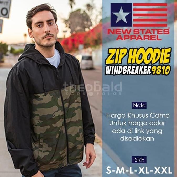 Sale Jaket Hoodie Zipper Polos New States Apparel Windbreaker 9810 ( Camo )