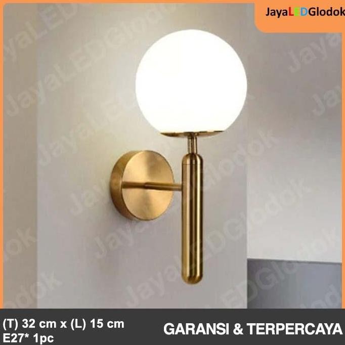 Lampu Dinding Minimalis Kamar Tidur Modern Led Bulat Besi Emas 625