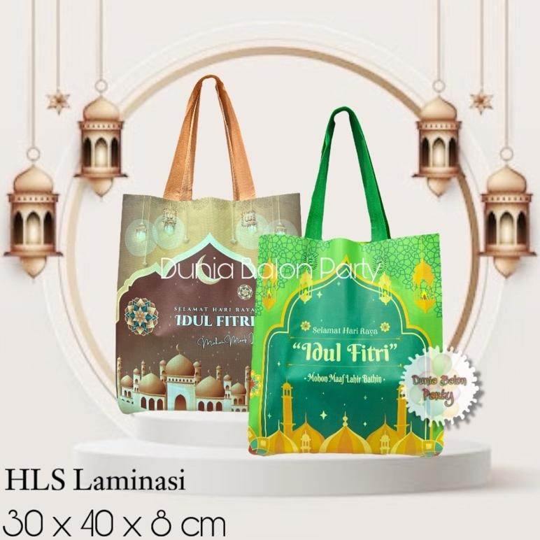 

( ISI 12 ) Tas Souvenir Lebaran / Goodie Bag Idul Fitri / Tas Hampers Laminasi M aSt