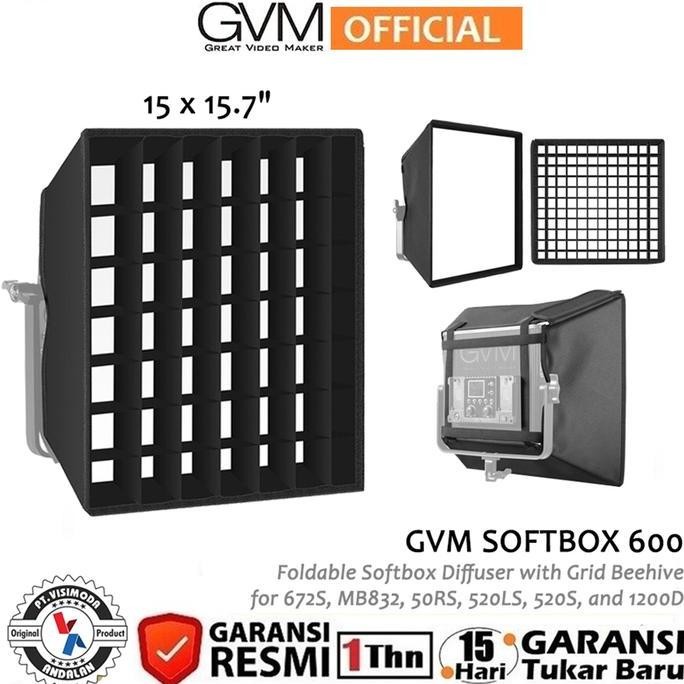Gvm Softbox 600 Foldable Softbox Diffuser With Grid Beehive