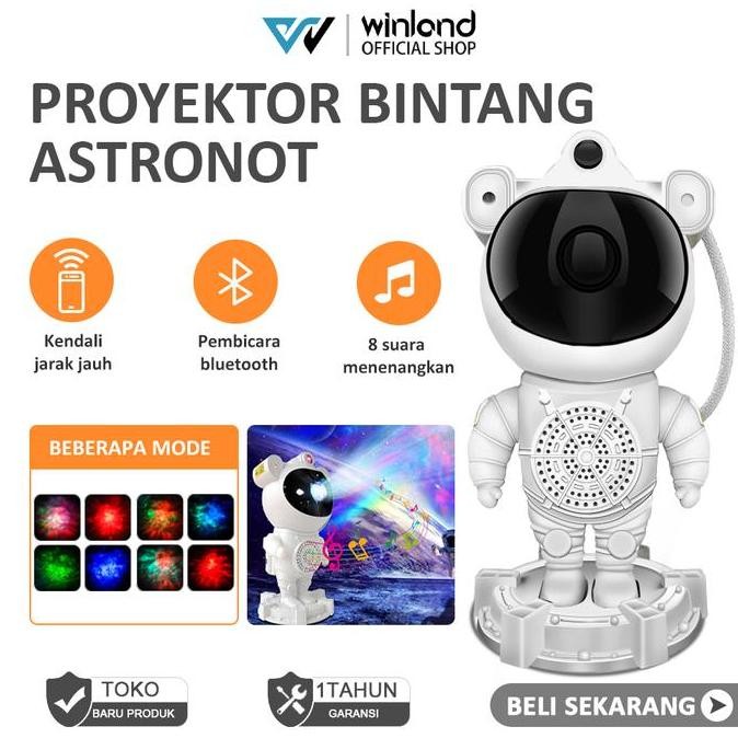 Winland Lampu Proyektor Bintang Astronot Laser Speaker Bluetooth