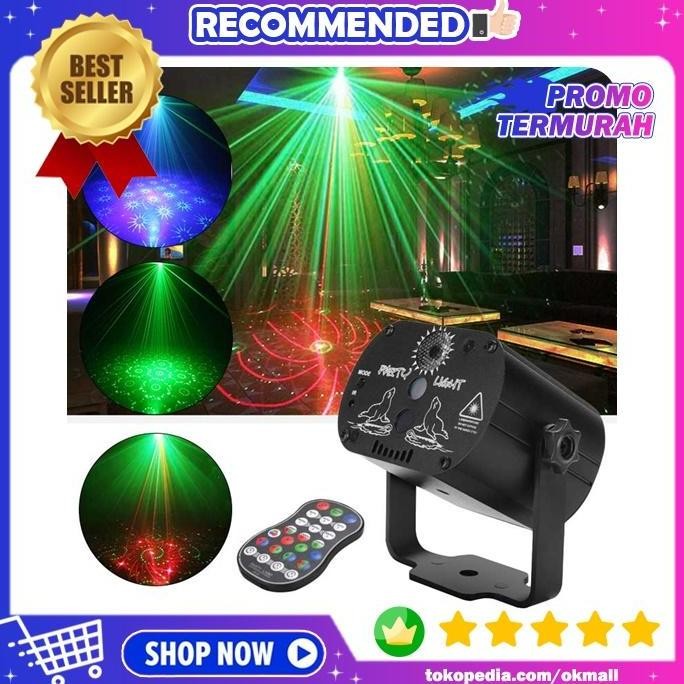 Lampu Proyektor Laser Led Strobo Disco Dj Mini Sensor Suara Musik Usb