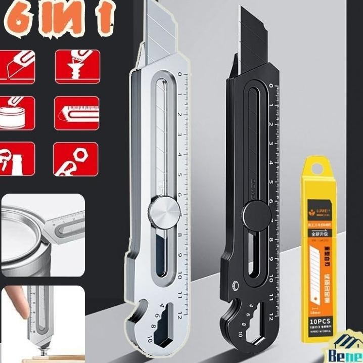 

Beneony 6 In1 Cutter 18Mm Multifungsi Cutter Baja Besar 10Pc Set Cutter Pemotong Kertas Cutter