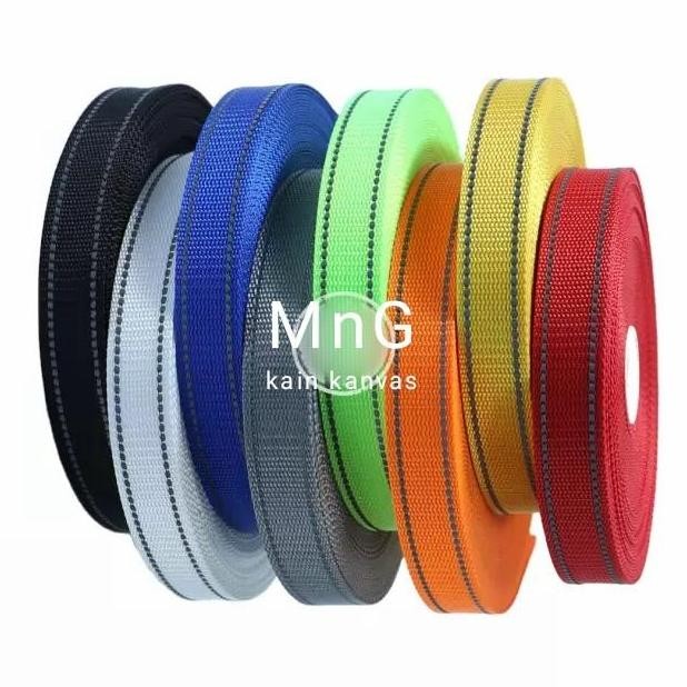 1 Roll Webbing 2.5 Cm Nylon Reflective Meteran Co