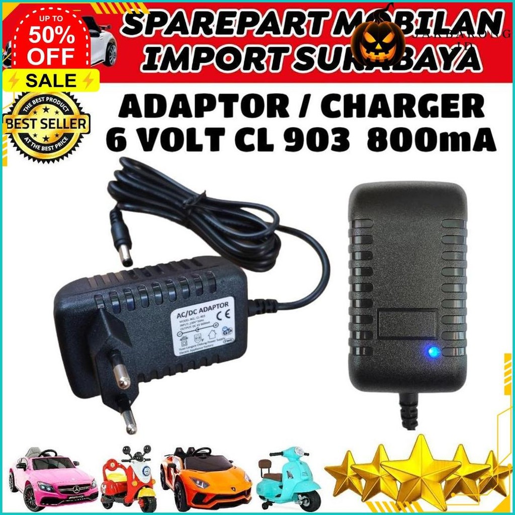 Adaptor Cl 903 Ac Dc 6V 800Ma Cassan Motor Vespa Scoopy Mickey Charger Motoran Mobilan Anak 6 Volt S