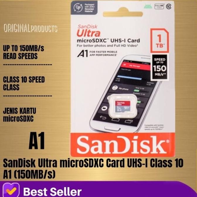 Micro Sd Sandisk 1Tb 1 Tb Ultra 150 Mb/S Memori Sdxc Card A1 Uhs-1 Hp Co