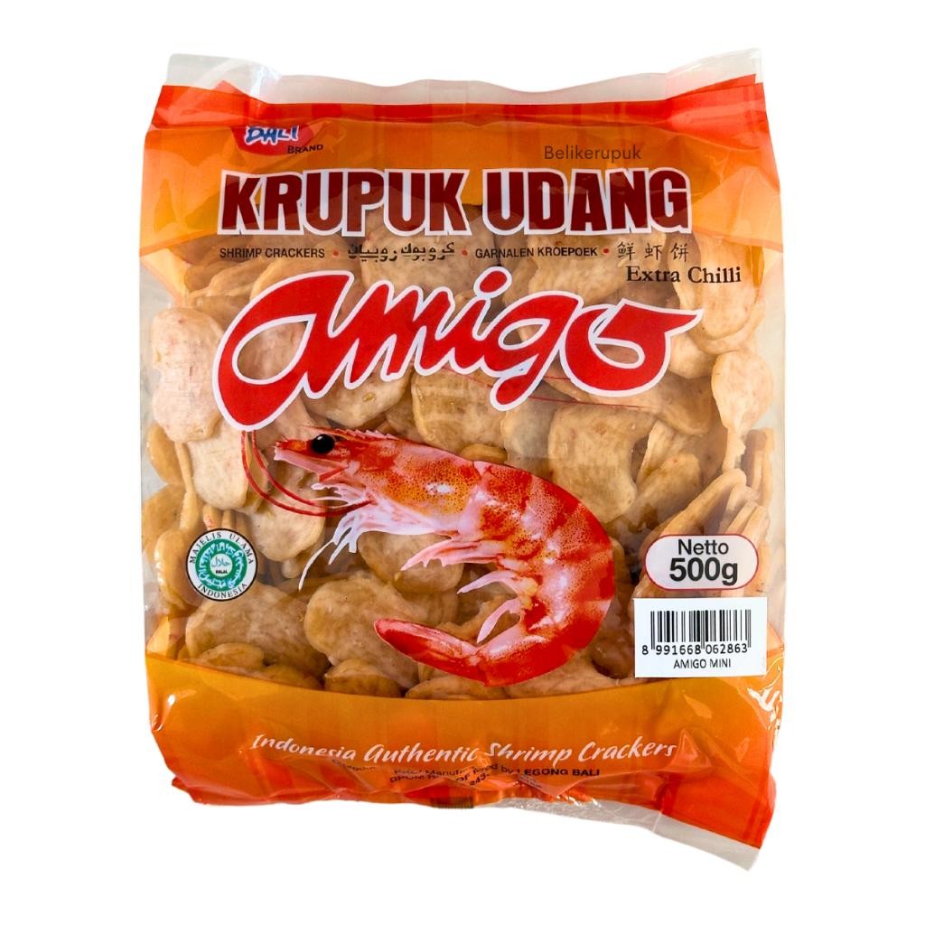 

Ccf Amigo Kerupuk Udang Mentah Ukuran Besar Dan Mini Pedas 500G