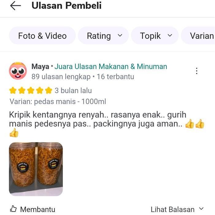 

Ccf Keripik Kering Kentang Musfofa Toples 1000 Ml - Pawon Muw - Snack, Food Pedas Cemilan