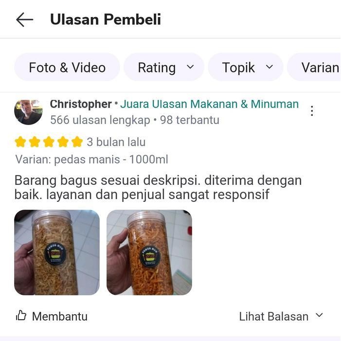 

Ccf Keripik Kering Kentang Musfofa Toples 1000 Ml - Pawon Muw - Snack, Food Pedas Cemilan