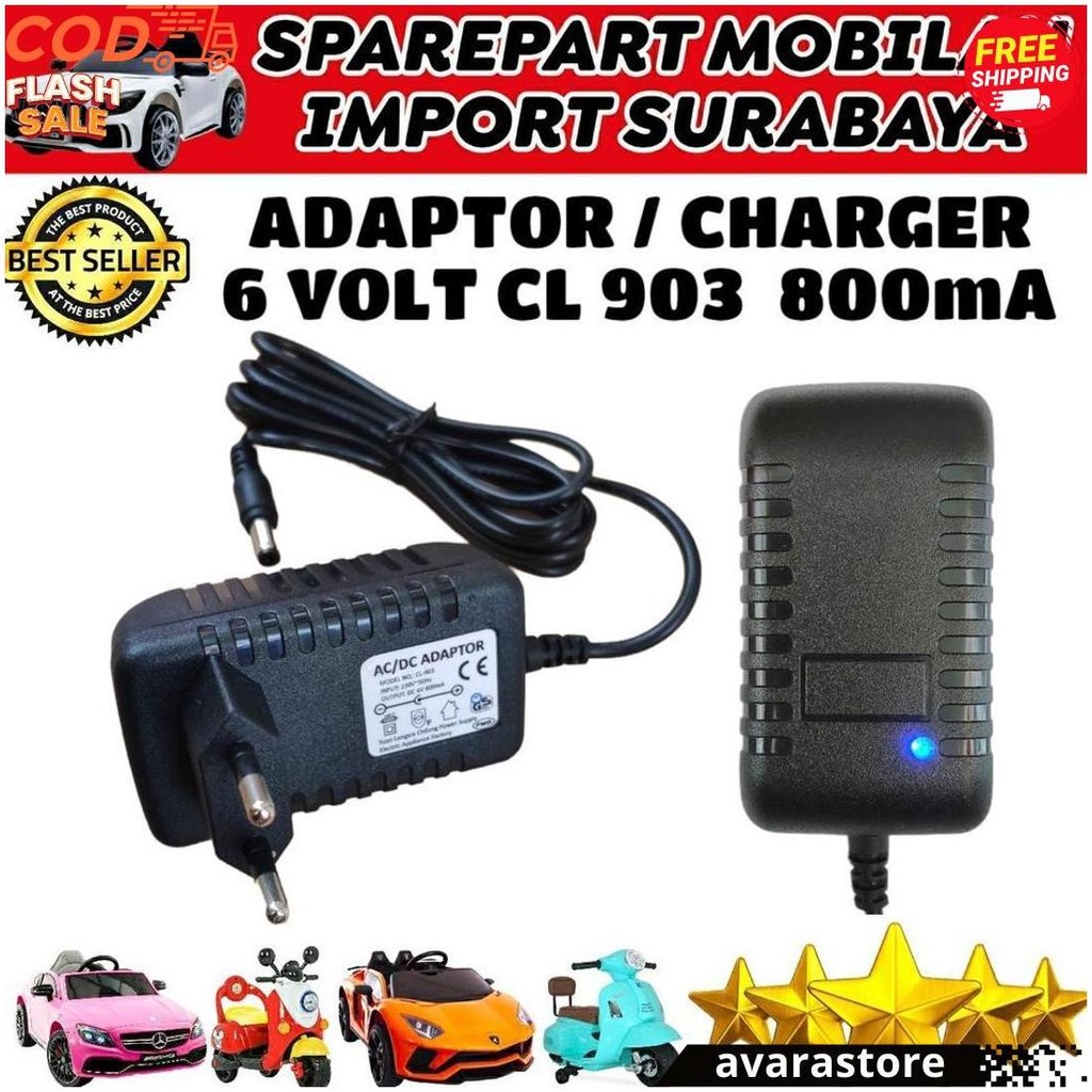 Adaptor Cl 903 Ac Dc 6V 800Ma Cassan Motor Vespa Scoopy Mickey Charger Motoran Mobilan Anak 6 Volt G