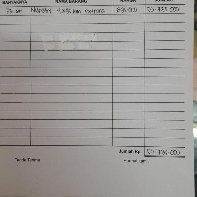 TERMURAH - invoice kabel NYFGBY 4x95