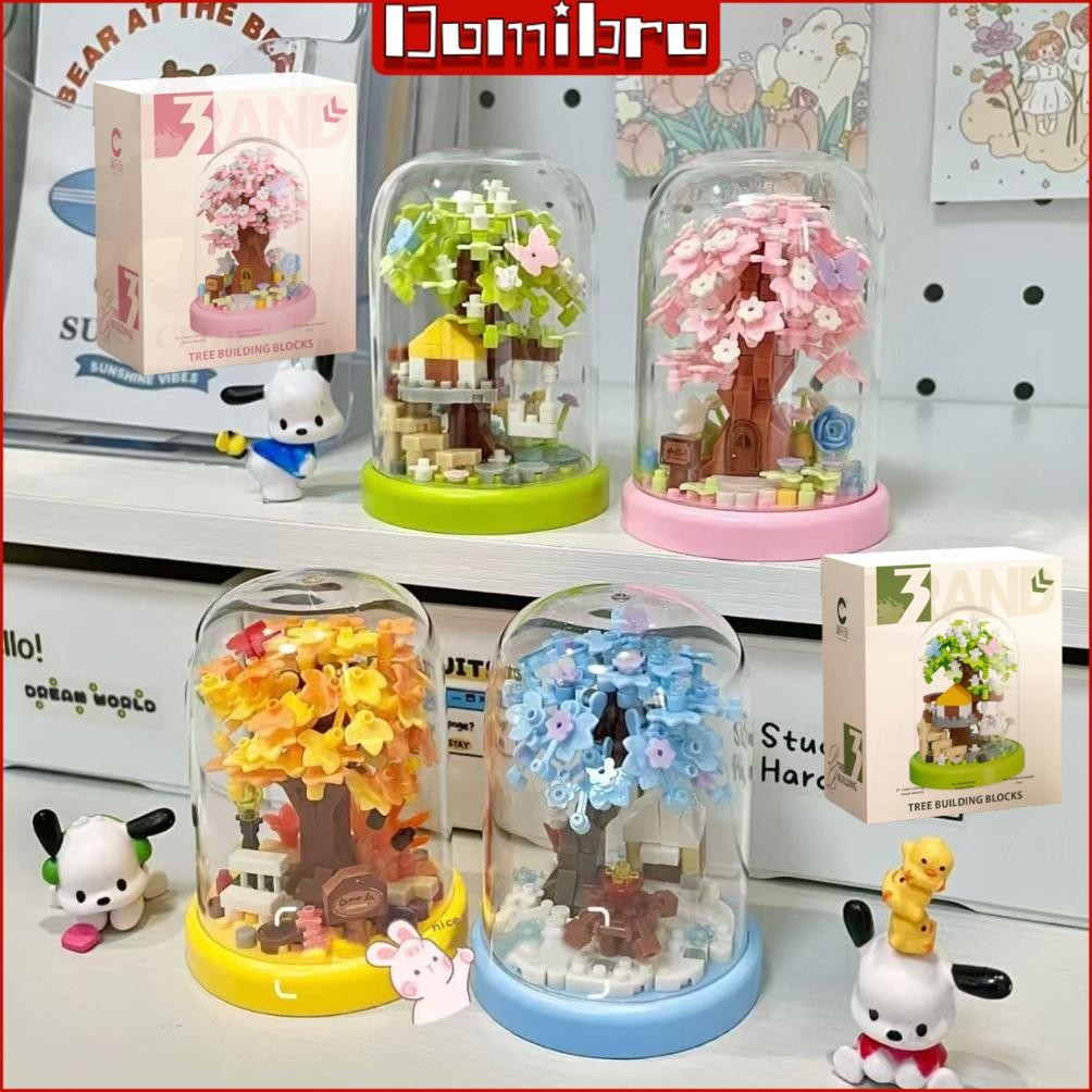 (DISKON)- Pohon Ceri Brick Bunga Tree House DIY House Nano Block Bunga Susun Mainan Anak Perempuan
