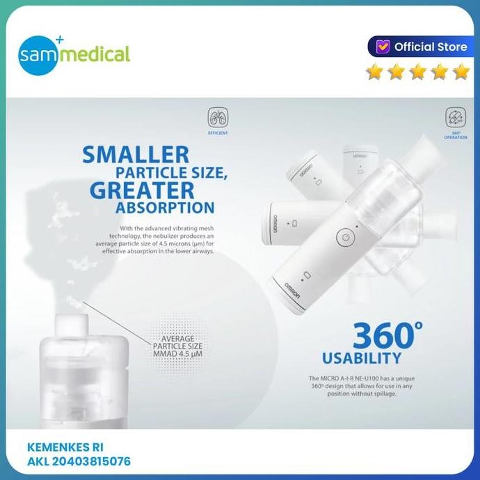 Omron Nebulizer Ne-U100 Microair Portable Silent Mesh Nebuliser Kualitas Terbaik Harga Termurah