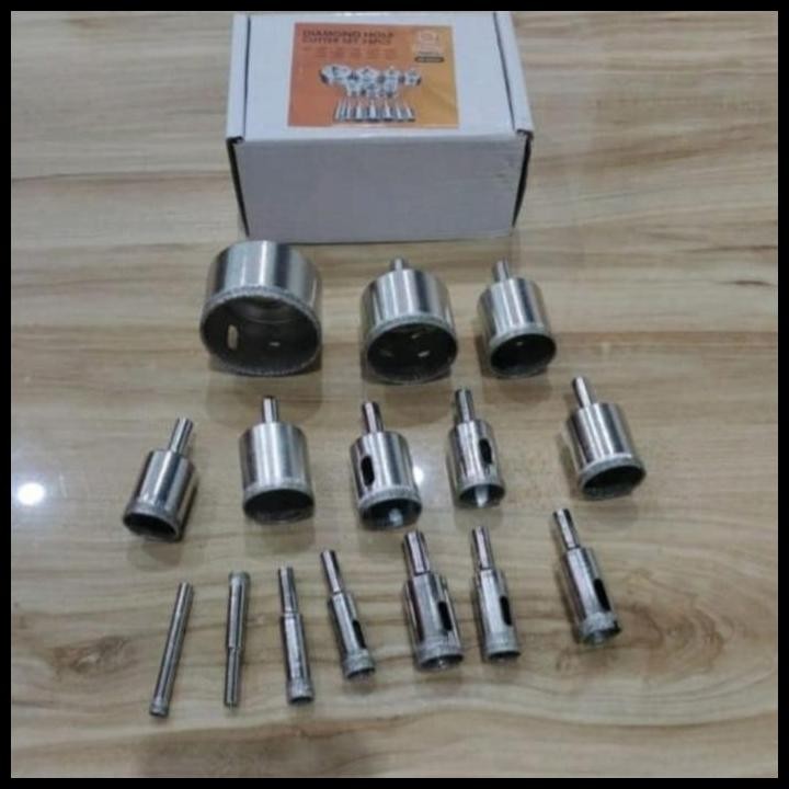 mata bor kaca set 15pcs / hole saw kaca set 15pcs