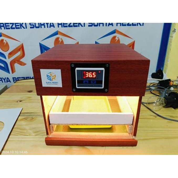 Mesin Tetas Telur Manual Kapasitas 18 Butir Lengkap Dengan Nampan Air, Thermostat, Sensor, Lampu Pij
