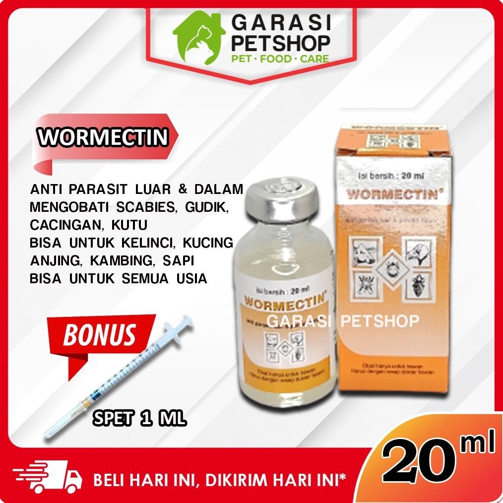 WORMECTIN 20 ML OBAT SCABIES KUTU JAMUR KELINCI KUCING ANJING WORMECTIN 20ML MURAH