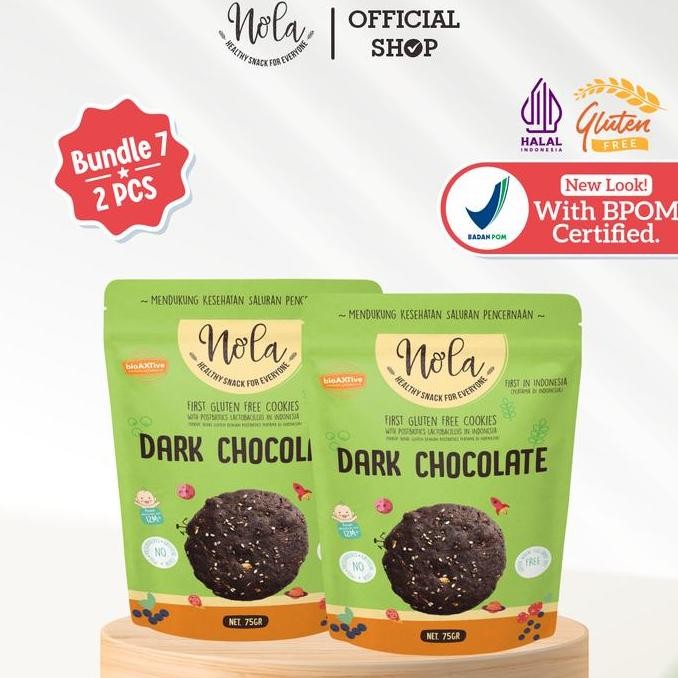 

Nola Cookies Gluten Free Dark Chocolate - Paket Bundling Isi 7 Stok Terbatas