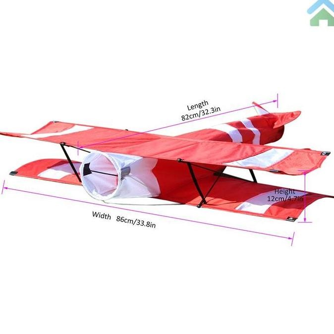 (Allthebest) Layangan 3D Layangan Pesawat Layang Layang Besar Bi-Plane Kite Giant