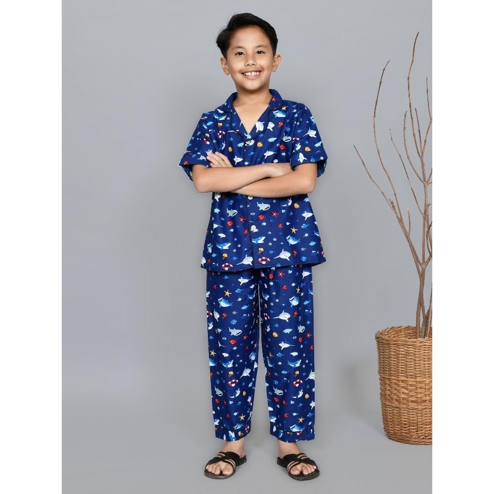 Piyama Anak Laki 7 - 8 Tahun ( Size 8 ) Bahan Katun / Setelan Baju Tidur Anak