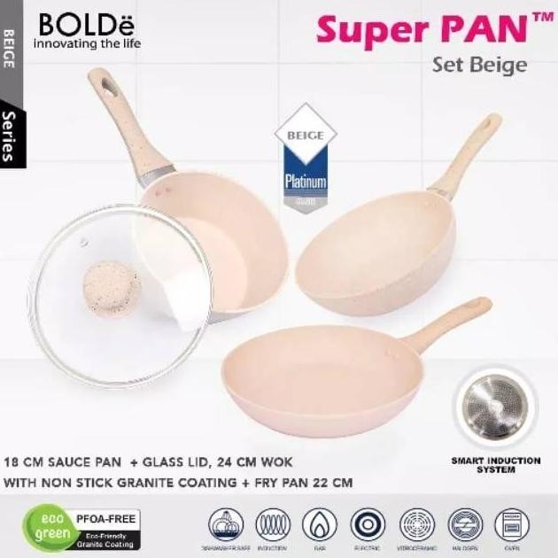 NC BOLDe Super Pan Set Beige Granite Ceramic Cookware Set