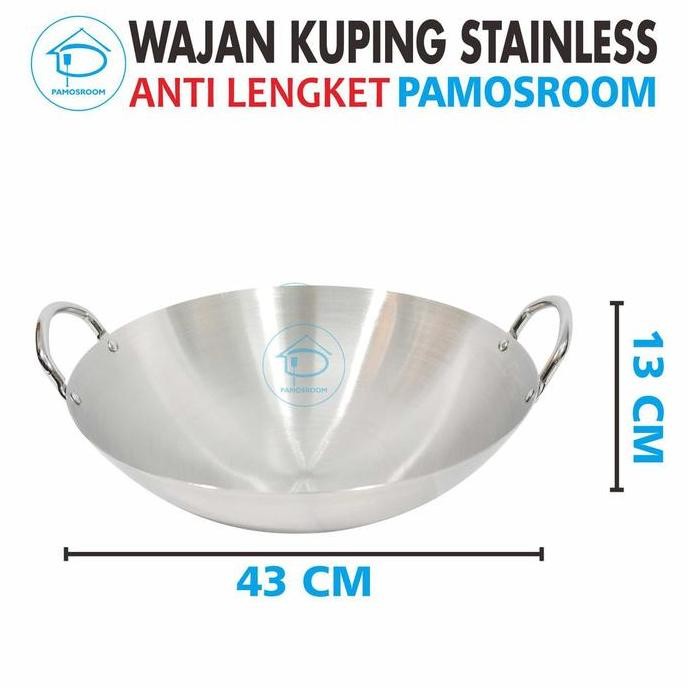 NC Calypso Wajan 43Cm Kuali Wajan Penggorengan Stainless Steel Ukuran 43cm Anti Lengket