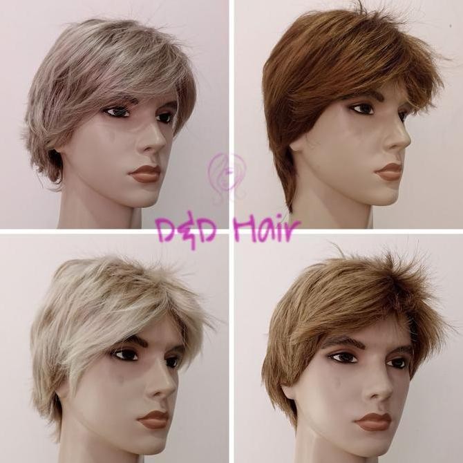 Wig Rambut - Wig Pria - Half Lace Wig Dan Front Lace Wig - Wig Warna