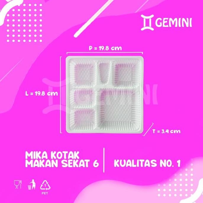 Mika Kotak Makan Putih Susu / Mika Tempat Makan Sekat 6 Isi 50 Pcs