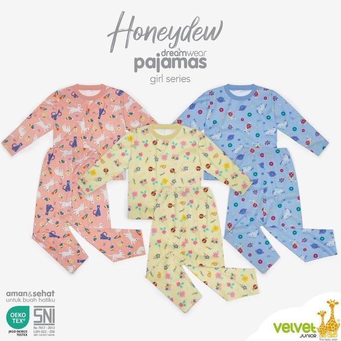 3 Stel (Mix Random) Piyama Panjang Dw Girl 2-10 Tahun Velvet Junior
