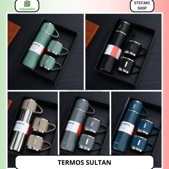 Termos Sultan Set Vacum Flask Thermos Set Bonus Gelas