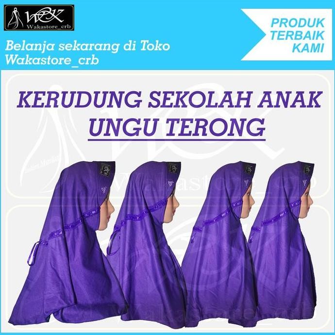 (Allthebest) Kerudung Hijab Sekolah Anak Warna UNGU TERONG TK SD SMP SMA DEWASA