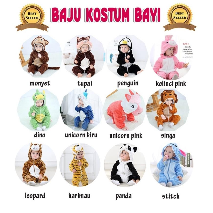 Baju Bayi Baju Anak Karakter Hewan Baju Kostum Bayi Baju Bahan Flannel