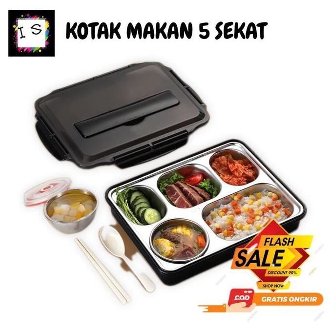 Lunch Box Stainless 5 Sekat / Lunch Box Anti Tumpah / Tahan Panas
