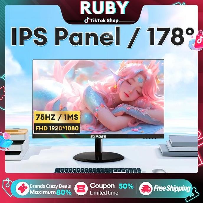 Monitor Pc Komputer 24 Inch Monitor Gaming Panel Ips Kecepatan Refresh Tinggi Hdmi/Vga 1M/S Resmi 3 