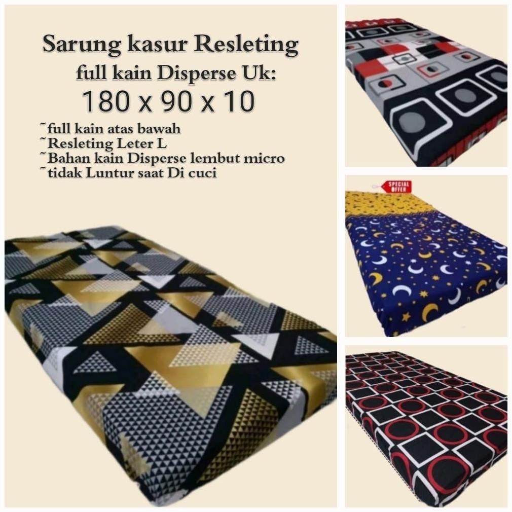 MURAH SARUNG KASUR 180X90X10 FULL KAIN ATAS BAWAH DISPERSE LEMBUT TIDAK LUNTUR