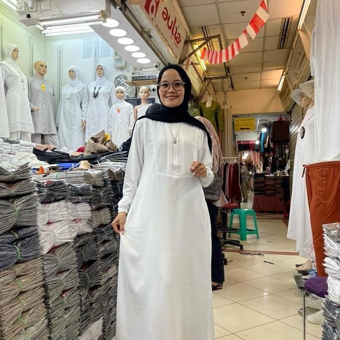 GAMIS POLOS RAYON/GAMIS PUTIH IBU - Putih, M bs