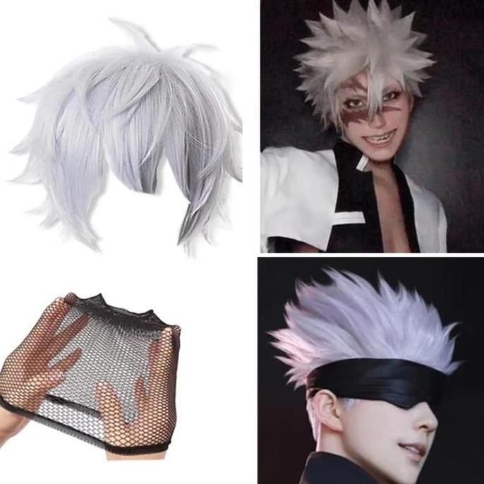 Wig Gojo Satoru Rambut Palsu Pria Putih Rambut Palsu Cowok Keren Rambut Palsu Anime Rambut Palsu War