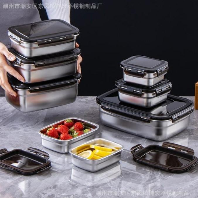 Kotak Tupperware Stainless Foodgrade Makanan Penutup Klip Anti Tumpah