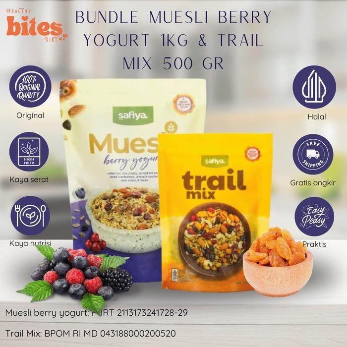 

Rps Muesli Berry Yogurt 1Kg/500Gr + Trail Mix 500Gr/250Gr Safiya 2In1 - Granola, Food