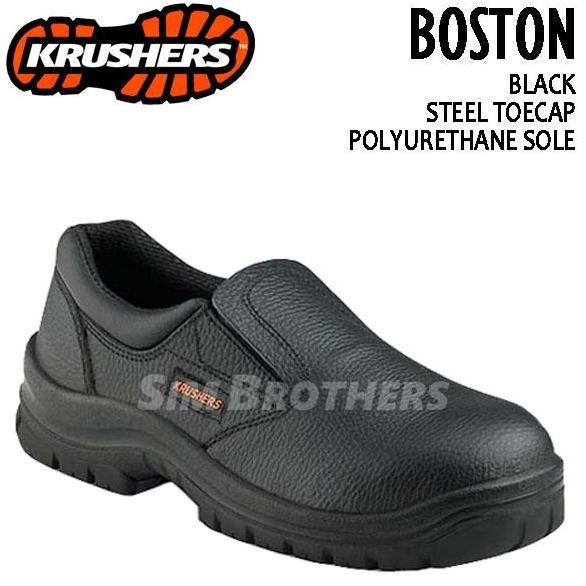 Baru Sepatu Safety Krushers Boston Black Ujung Besi Sol Polyurethane Anti Slip