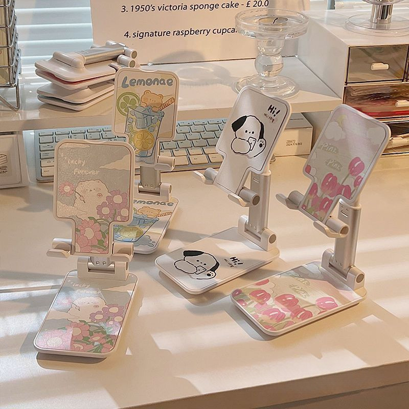 [Bengkel Cerdas] [COD] Stand HP Desktop Lipat Kartun Lucu, Stand HP Lipat, Stand TV Siaran Langsung,