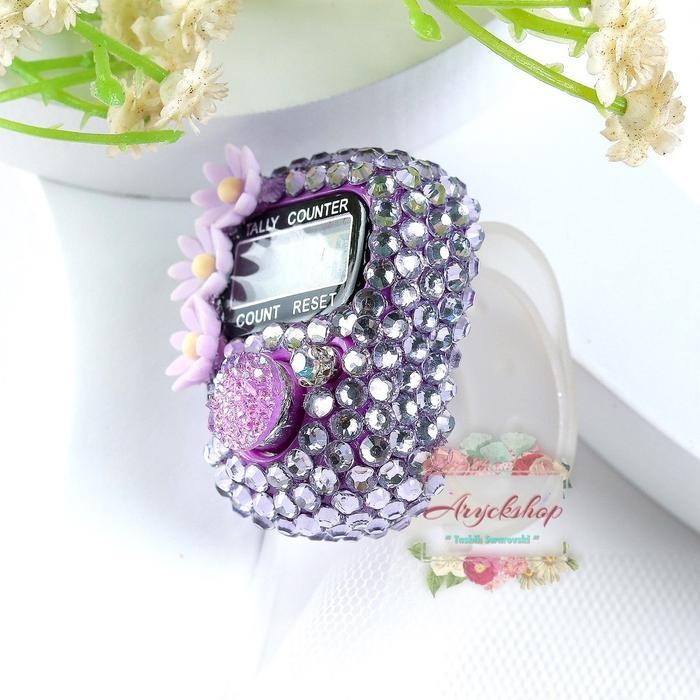 SHS Tasbih digital UNGU MUDA TREE DAISY Tasbeh cincin zikir hias BLINK BLINK SWAROVSKY
