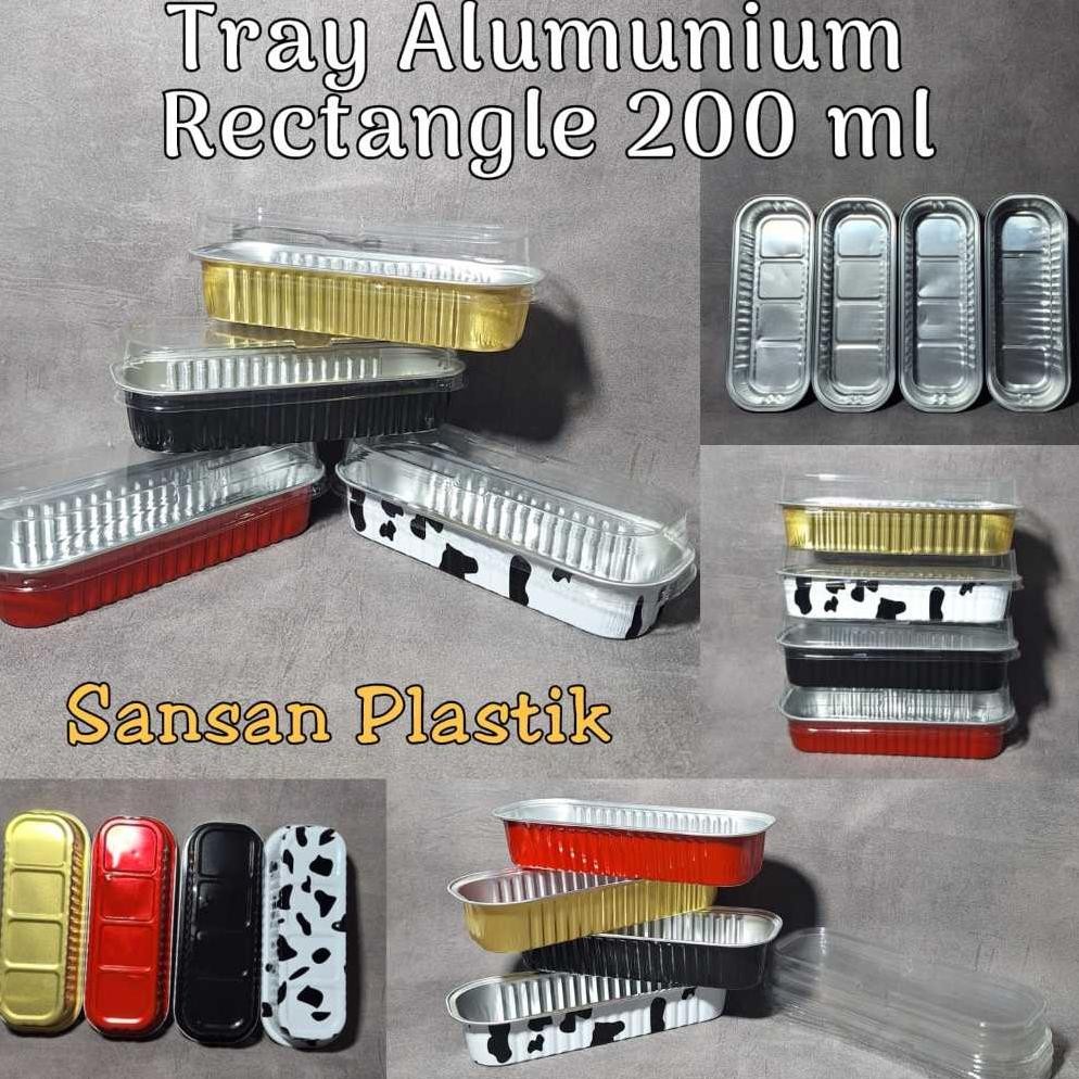 Bisa Cod Tray Alumunium Foil Rectangle 200 Ml / Tray Alumunium Foil Persegi Panjang Tutup Mika ||
