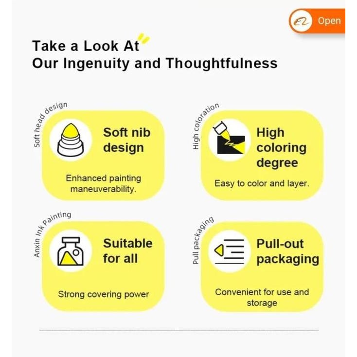 

HOT SALE! Mideer Acrylic Marker Spidol Akrilik Lembut Ultra Soft Nib 24 36 60 pcs Warna Colors Spidol Mewarnai Menggambar