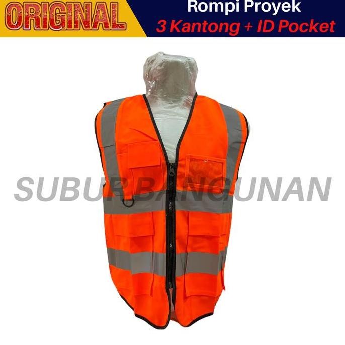 

Rompi Safety Proyek Id Holder 3 Saku / Rompi Reflektif + Kantong Id Card (Name Tag) Co