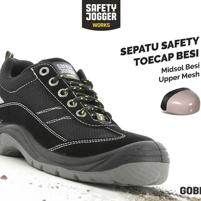 Sepatu Safety Jogger Gobi Black Sepatu Septi Shoes Kerja Proyek Pria Hitam Besi Co