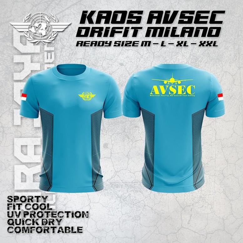 ''Terlaris" Kaos Avsec/ Kaos Avsec Bahan Dryfit Milano / Kaos Jersey Avsec Terbaru