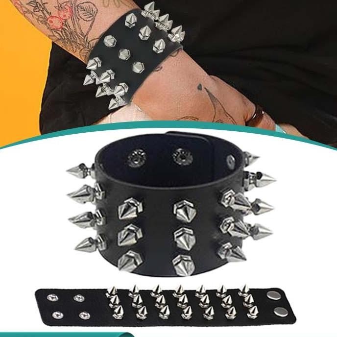 Gelang Duri Punk 3 Baris Bracelet Punk Gelang Punk Ro Gelang Band Metal