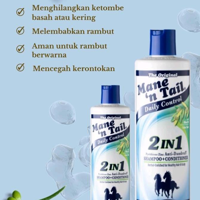 Terbaru Mane N Tail 2In1 Anti Dandruff Shampoo Conditioner 355Ml Daily Control Shampo Kuda Anti Keto