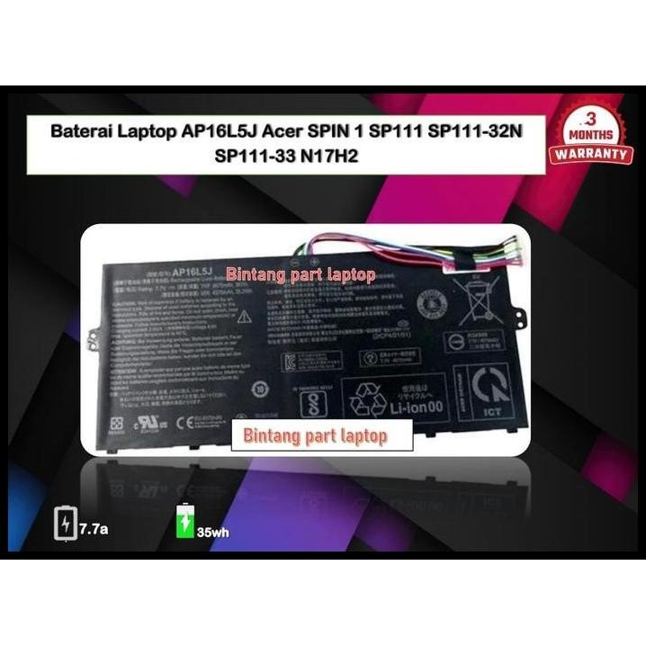 Baterai Battery Laptop AP16L5J Acer Spin 1 SP111-32 SP111-32N