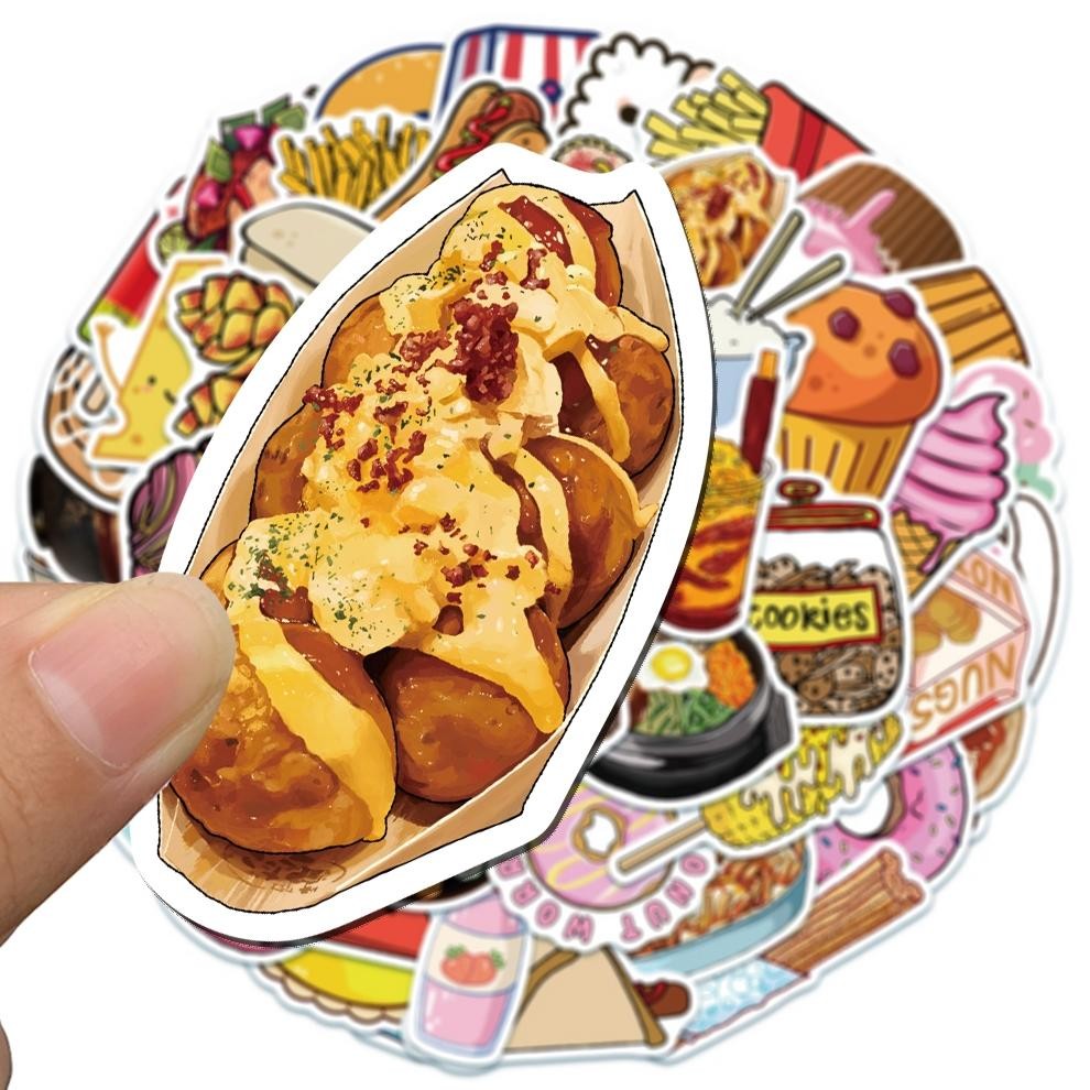 

NG [50PCS]Stiker Lucu Kartun Makanan Stiker Kualitas tinggi Tahan Gores Decal Vinyl Anti Air- Sticker Aesthetic Buku Journal Koper Casing HP Tablet Laptop Helm Motor Viral Kekinian Terbaru 2025 JA-42